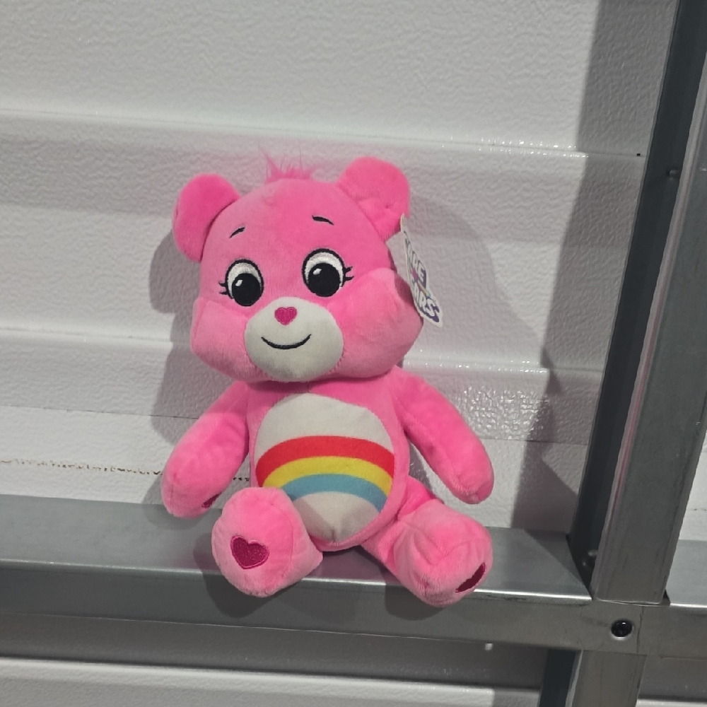 Care Bears Cheer Bearโ Pink Plush with Rainbow Belly NWT 10 Inch